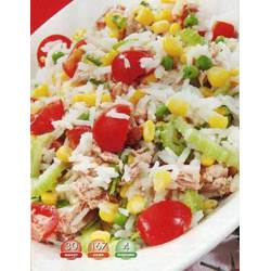 Рисовый салат с сардиной и овощами 